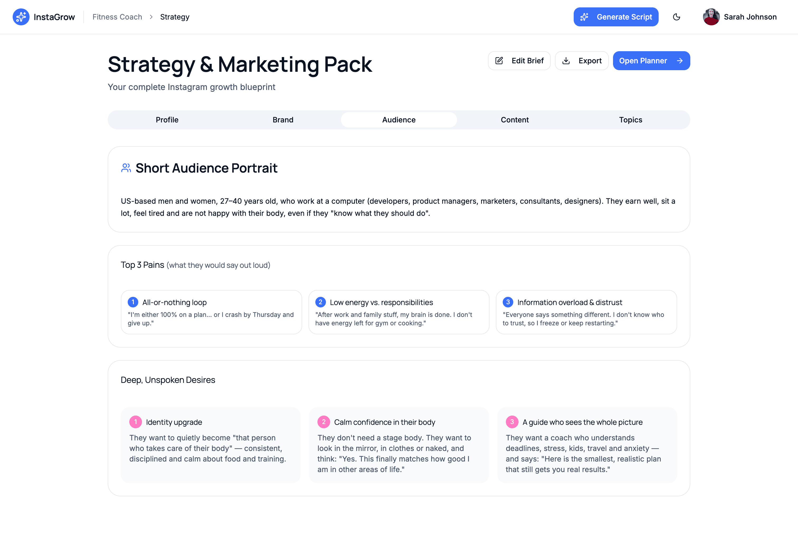 InstaGrow – screen 2